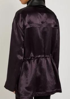 Drawstring satin parka