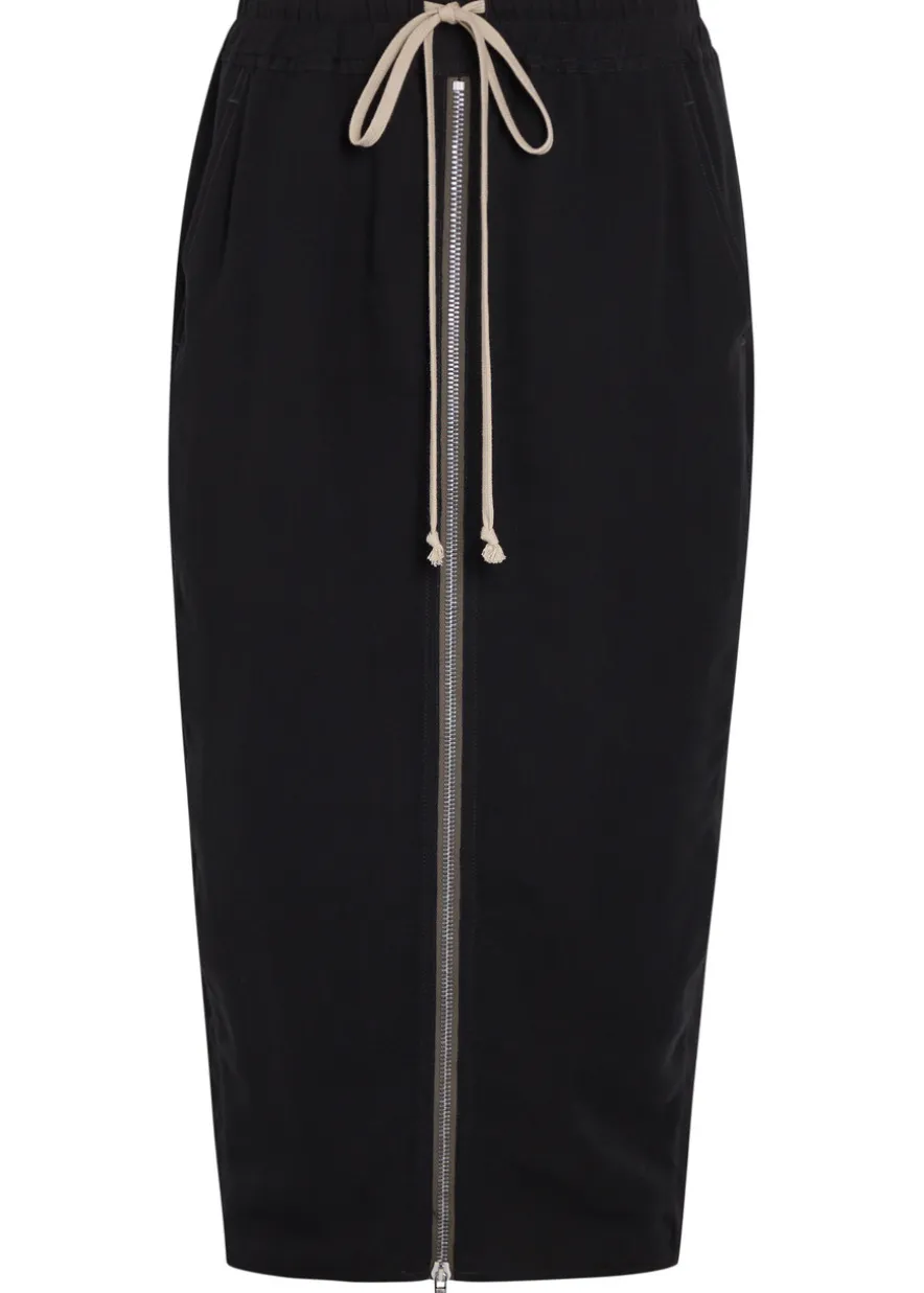 Drawstring silk-georgette midi skirt