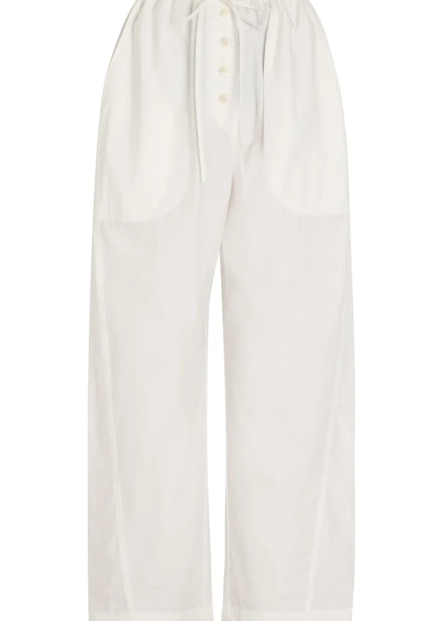 Drawstring straight-leg cotton trousers