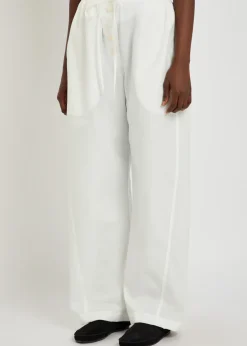 Drawstring straight-leg cotton trousers