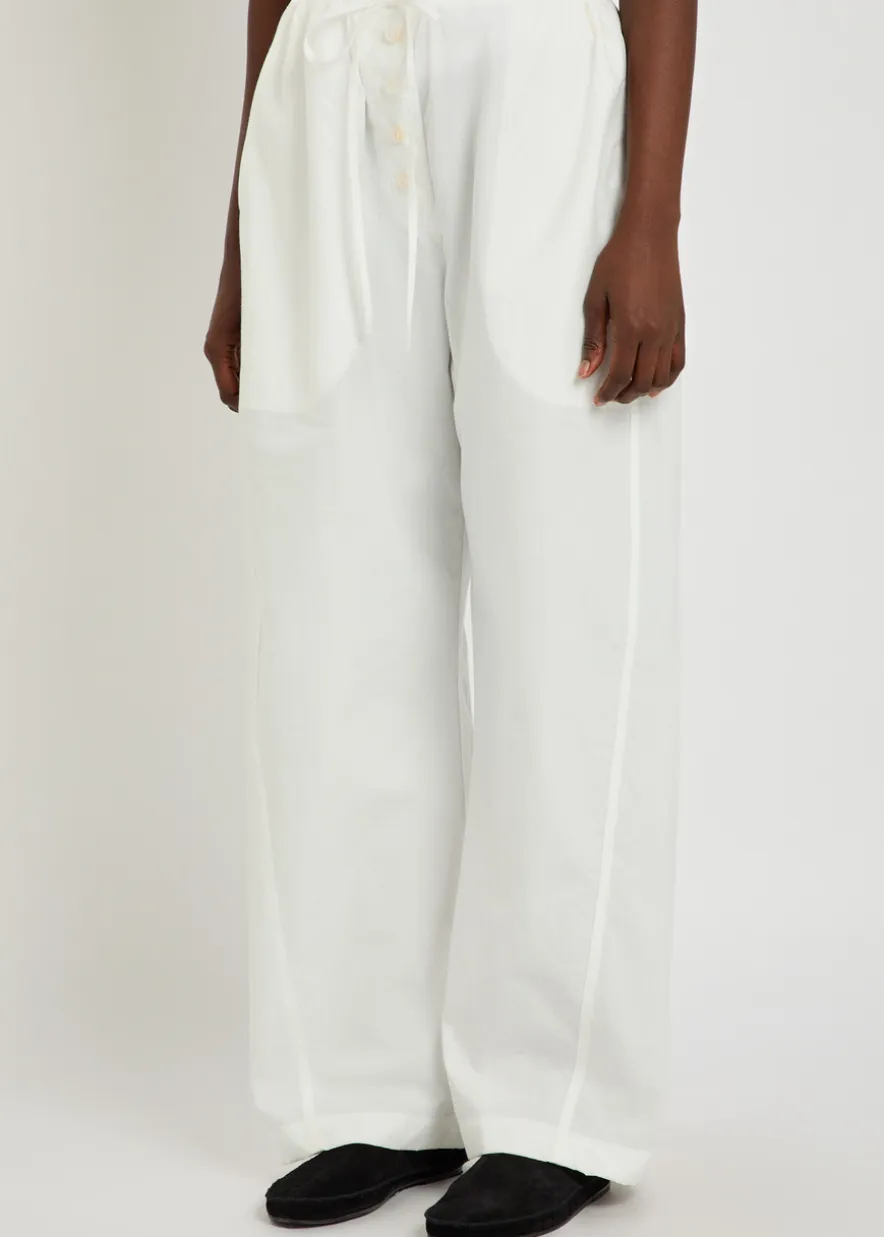 Drawstring straight-leg cotton trousers