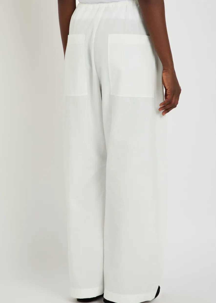 Drawstring straight-leg cotton trousers