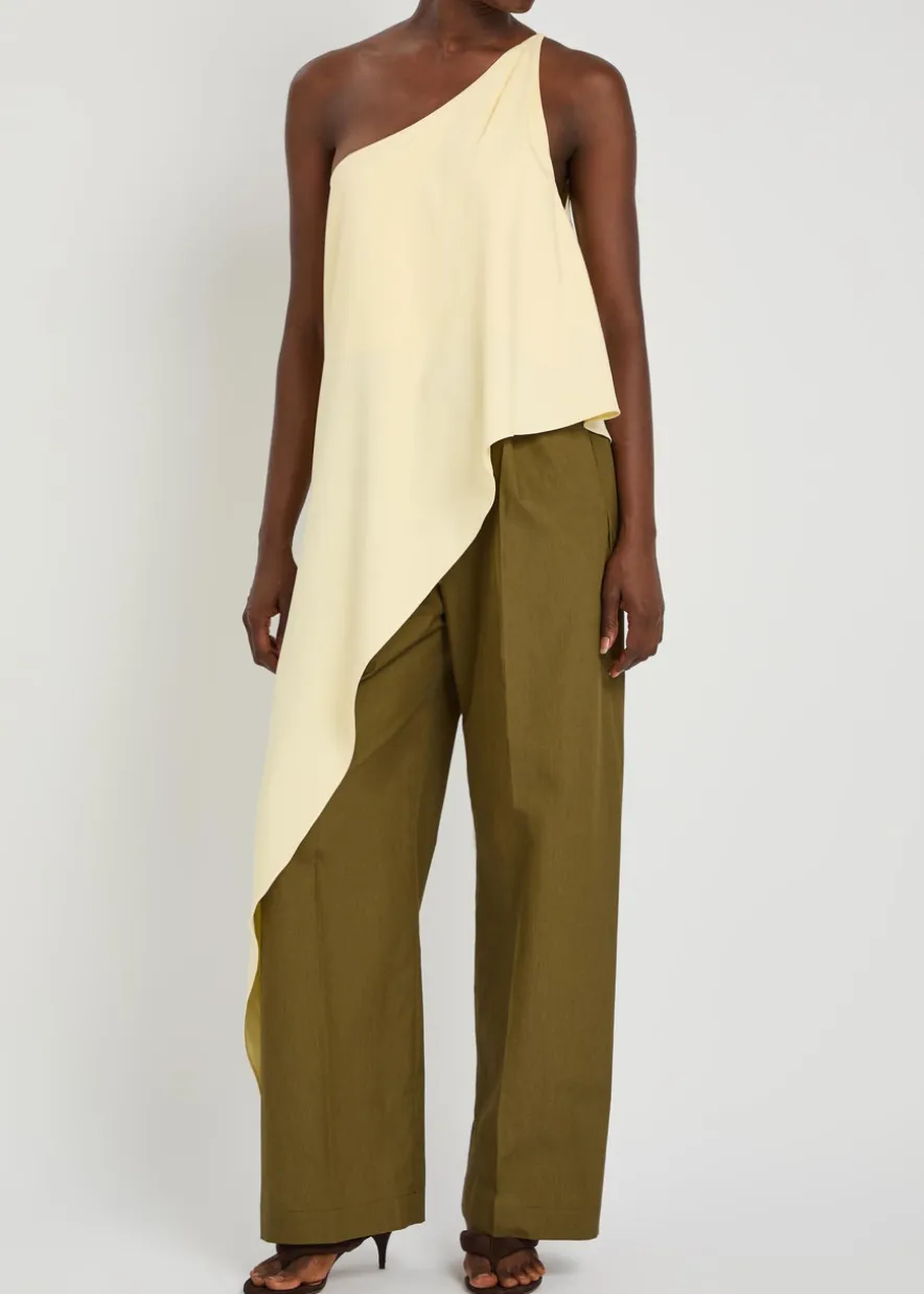 Drawstring straight-leg cotton-poplin trousers
