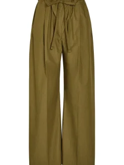 Drawstring straight-leg cotton-poplin trousers