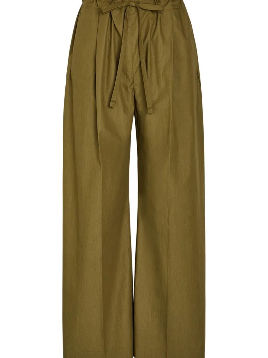 Drawstring straight-leg cotton-poplin trousers