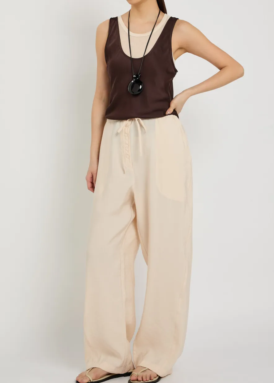 Drawstring straight-leg modal-blend trousers