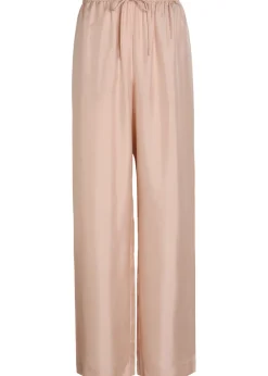 Drawstring straight-leg silk trousers