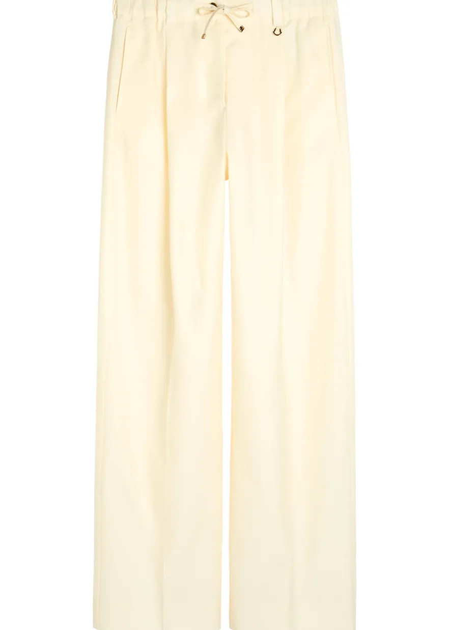 Drawstring straight-leg wool trousers