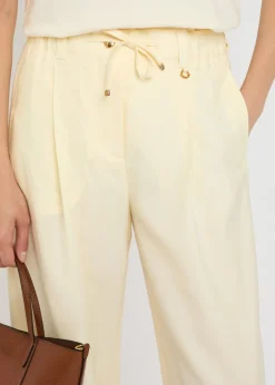 Drawstring straight-leg wool trousers