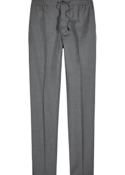 Drawstring tapered-leg wool trousers