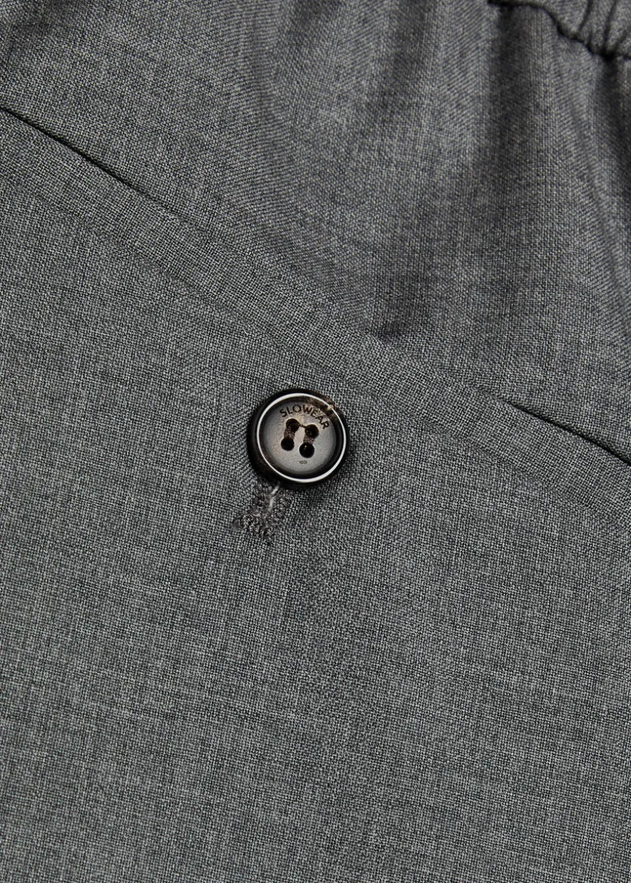 Drawstring tapered-leg wool trousers