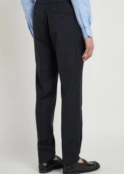 Drawstring tapered-leg wool trousers