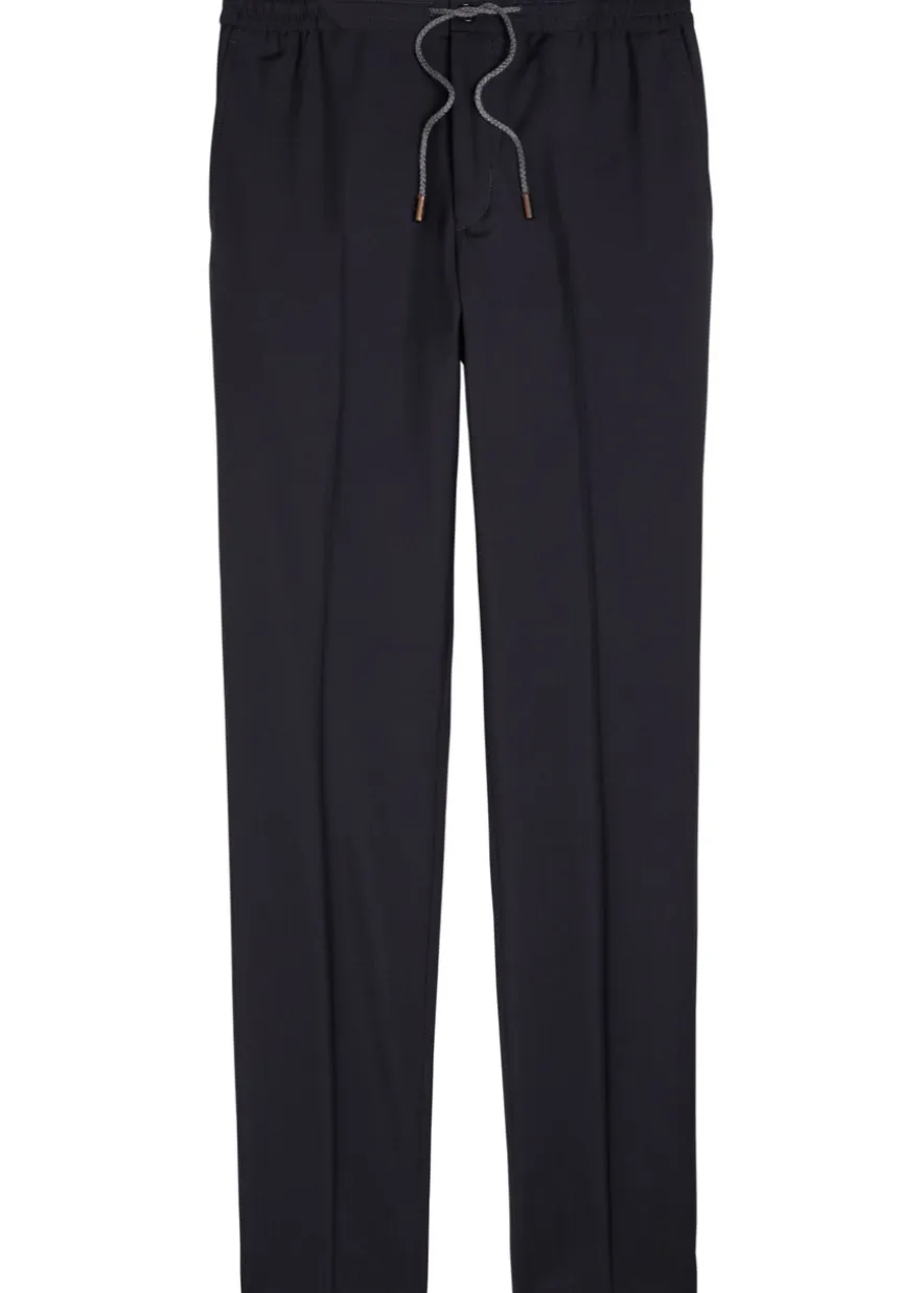 Drawstring tapered-leg wool trousers