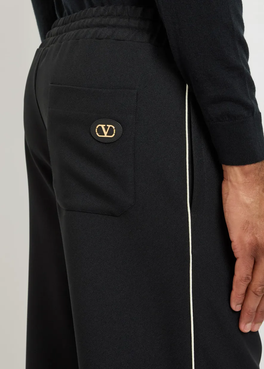 Drawstring twill track pants