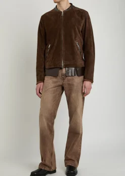 Drift layered-hem suede jacket