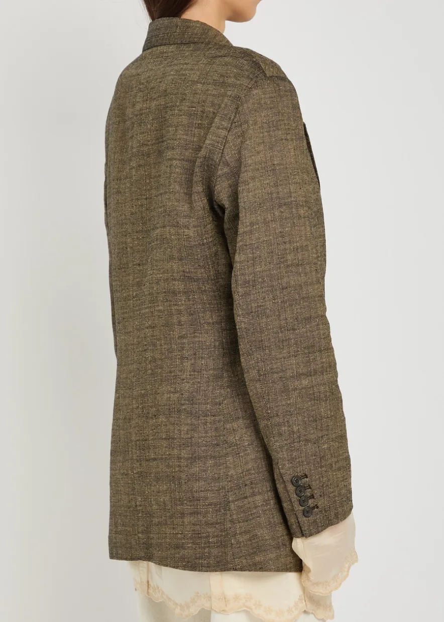 Drip layered linen and silk-blend blazer