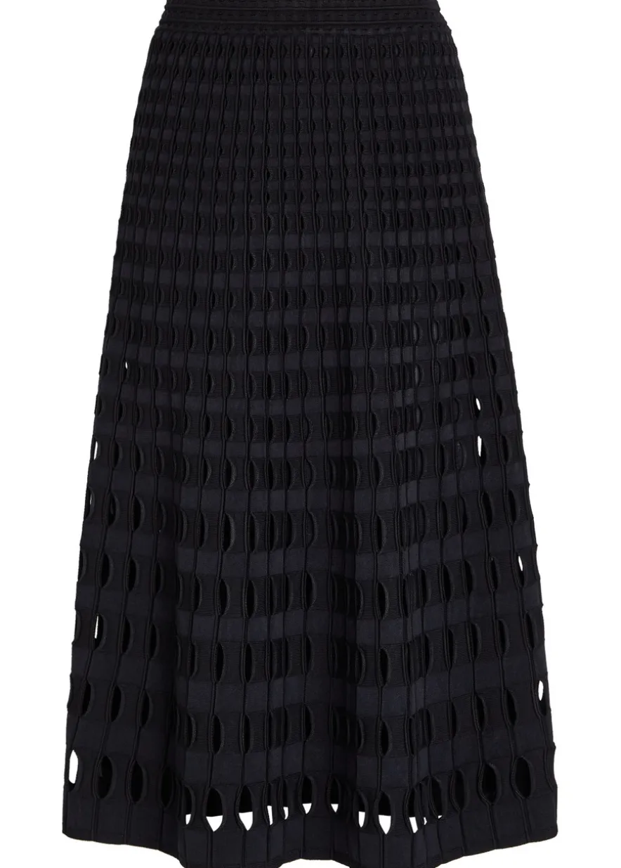 Drue textured cut-out knit midi skirt