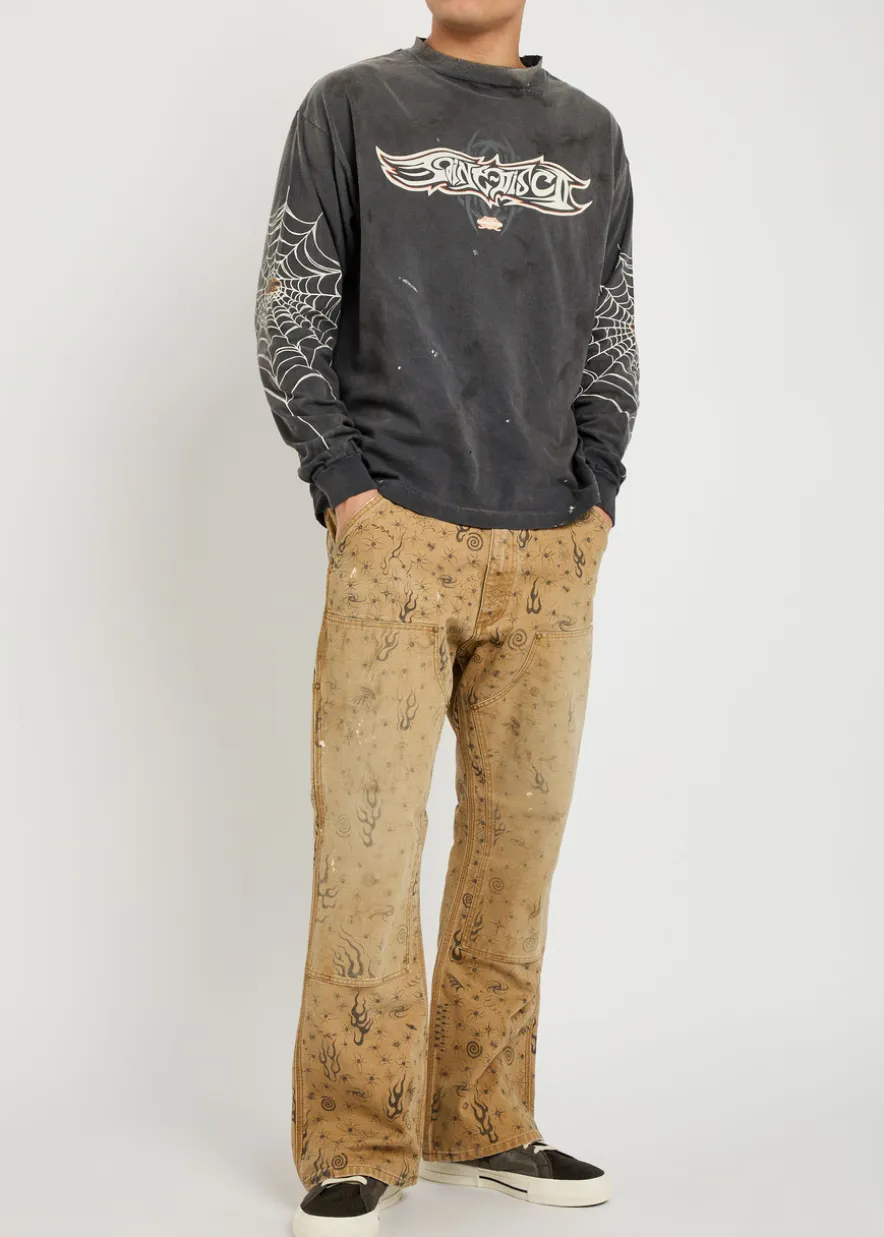 Dr. Woo printed straight-leg canvas trousers