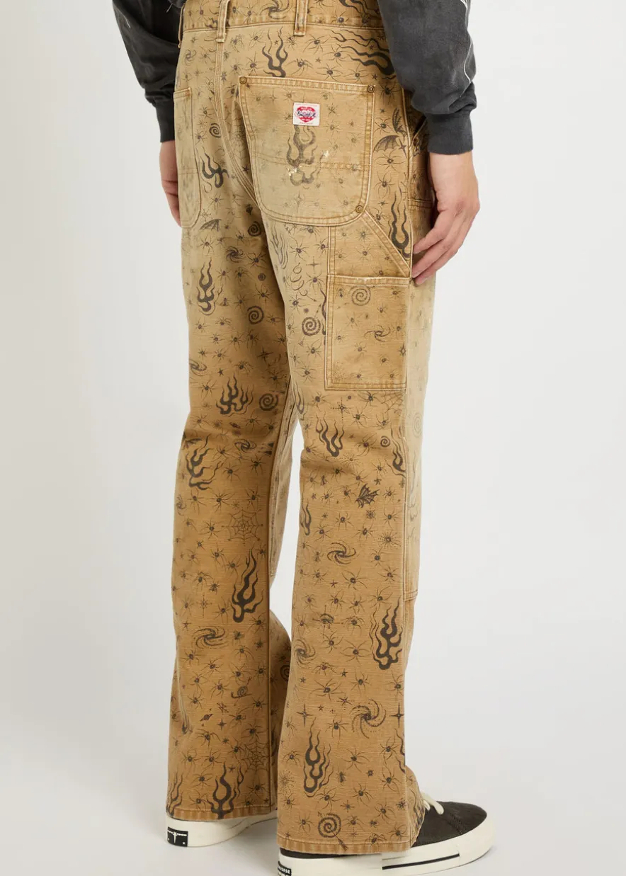 Dr. Woo printed straight-leg canvas trousers