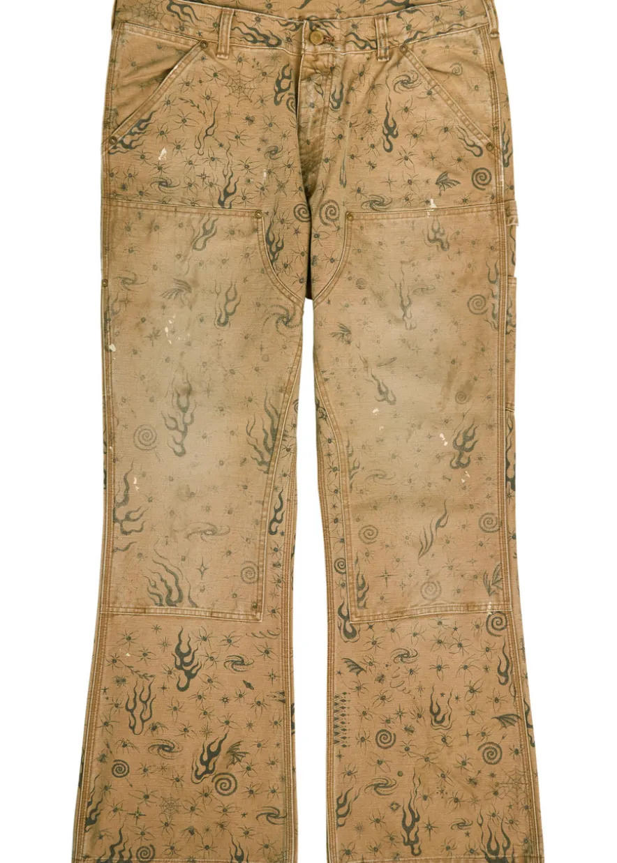Dr. Woo printed straight-leg canvas trousers
