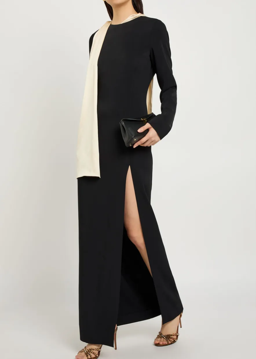 Dublina scarf-effect stretch-crepe maxi dress
