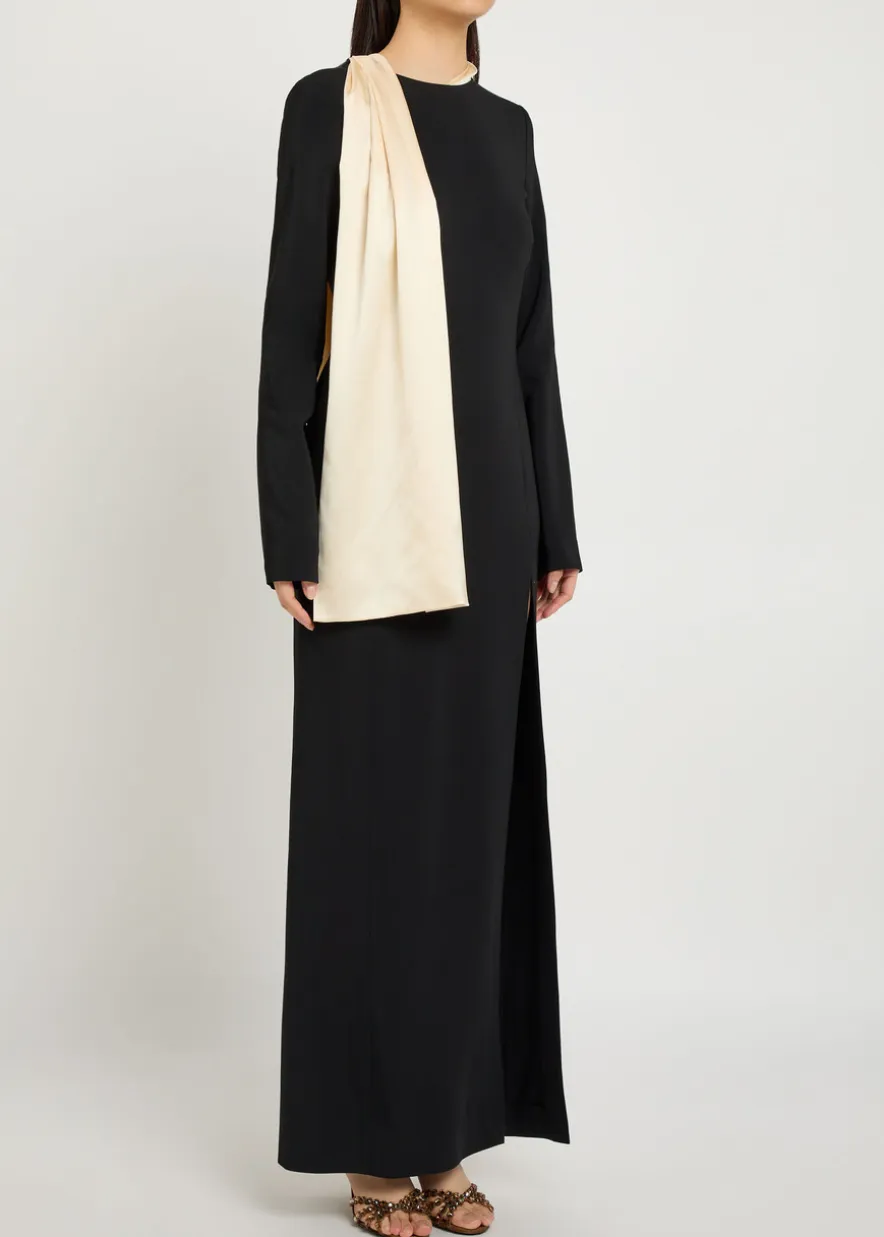 Dublina scarf-effect stretch-crepe maxi dress