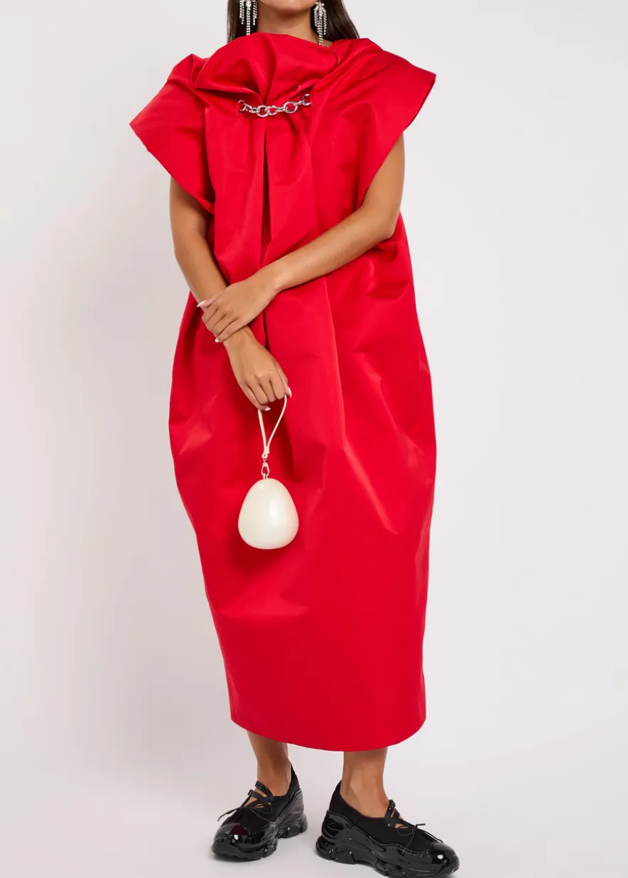 Duchess draped satin midi dress