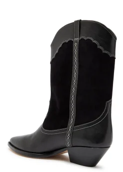 Duerto western panelled leather mid-calf boots