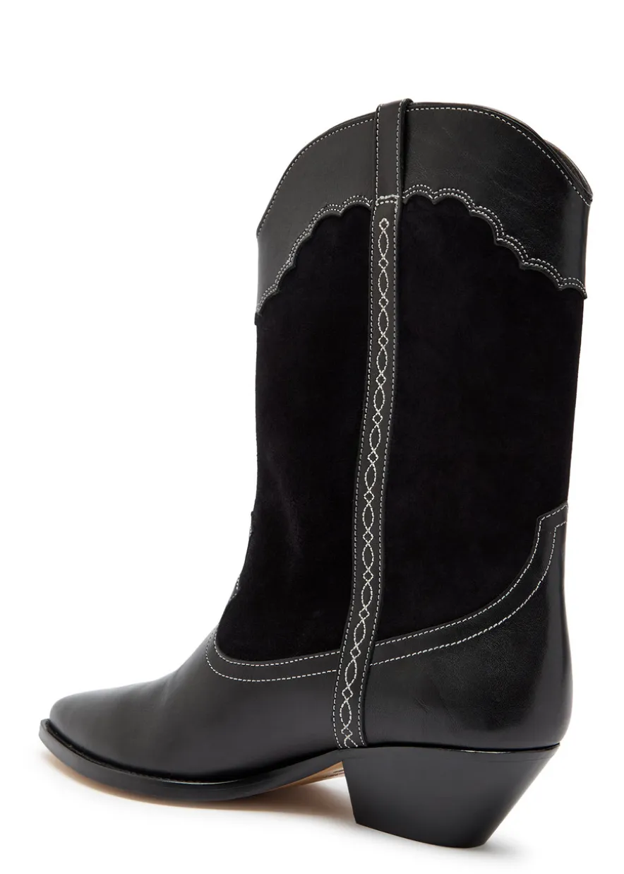 Duerto western panelled leather mid-calf boots