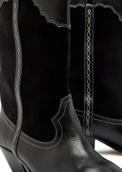 Duerto western panelled leather mid-calf boots