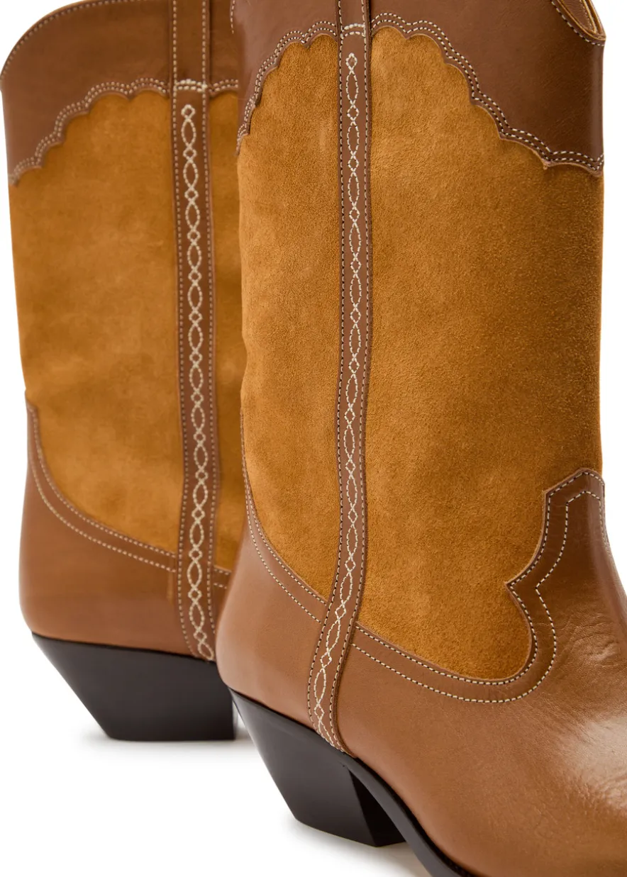 Duerto western panelled leather mid-calf boots