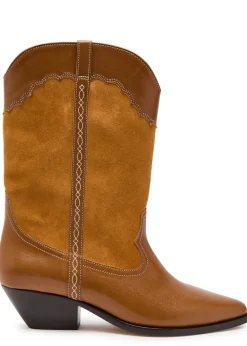 Duerto western panelled leather mid-calf boots