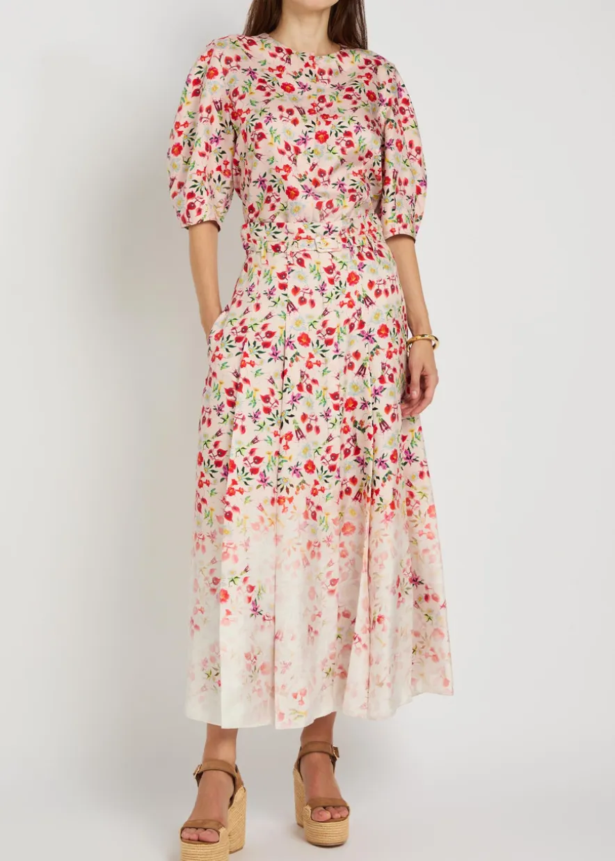 Dugald floral-print belted silk maxi skirt