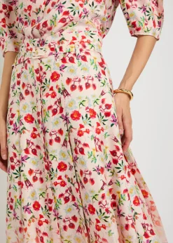 Dugald floral-print belted silk maxi skirt