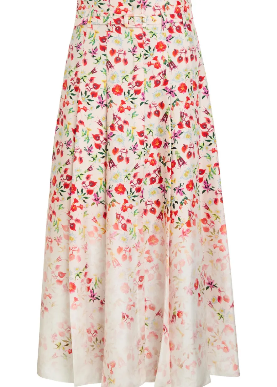 Dugald floral-print belted silk maxi skirt