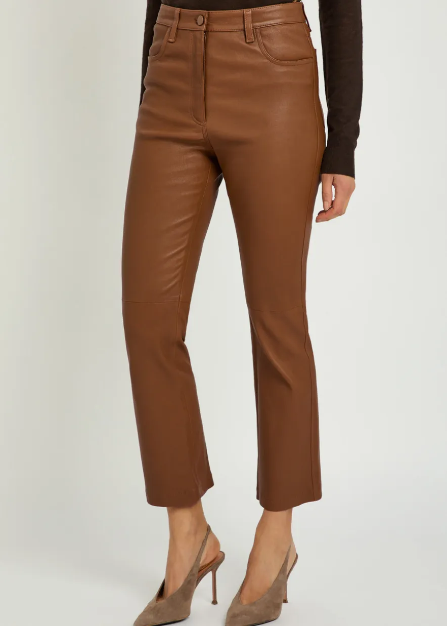 Duke straight-leg leather trousers