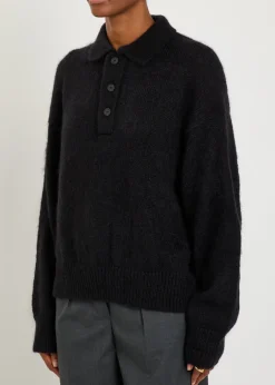 Dune brushed-knit polo jumper
