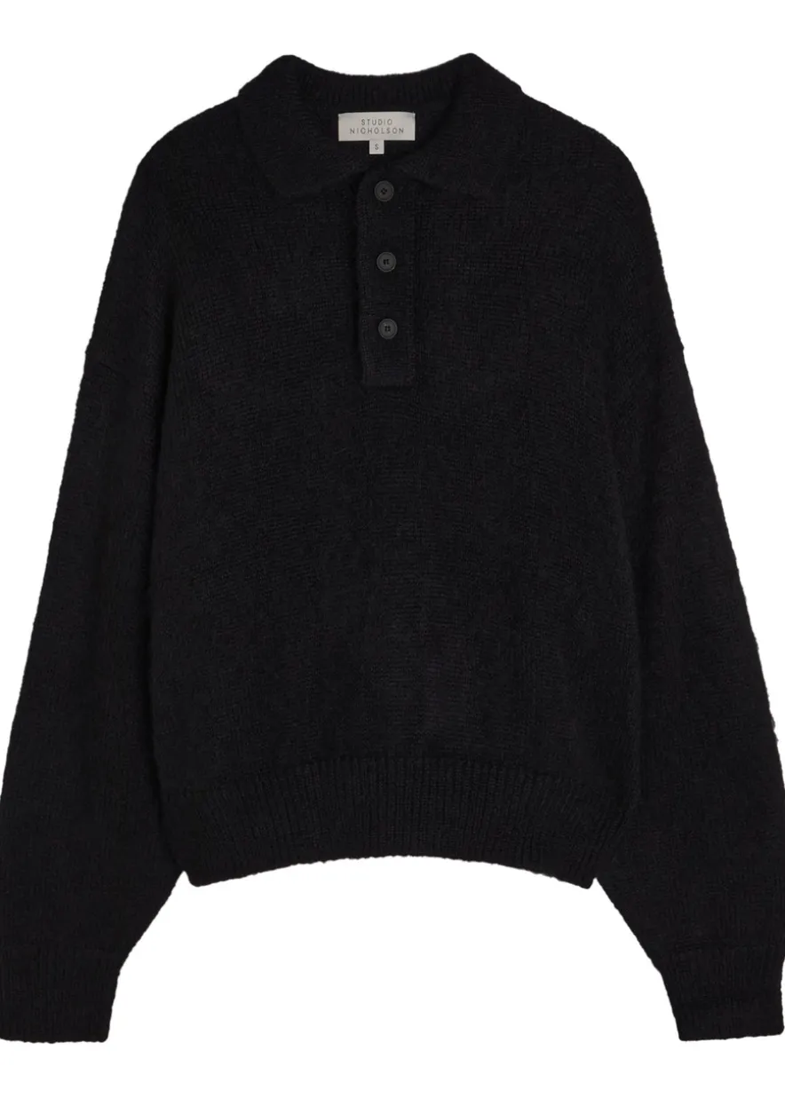 Dune brushed-knit polo jumper