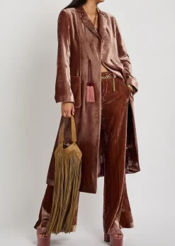 Duster tassel velvet coat