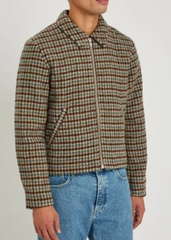 Dutton houndstooth brushed wool-blend jacket