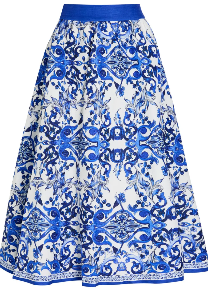 Earla printed linen-blend midi skirt