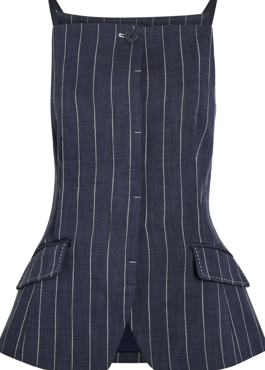Edie pinstriped woven top