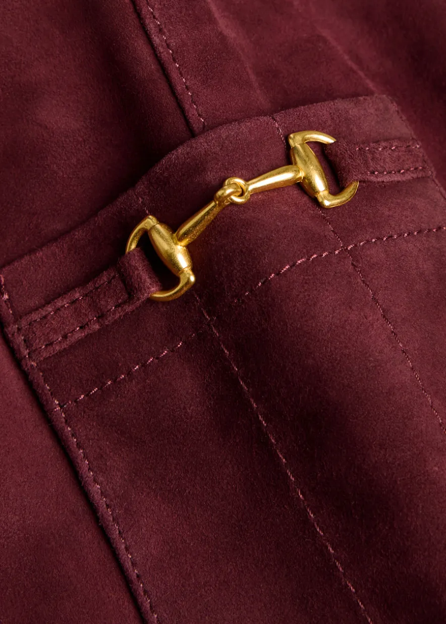 Edwina horsebit-embellished suede midi skirt