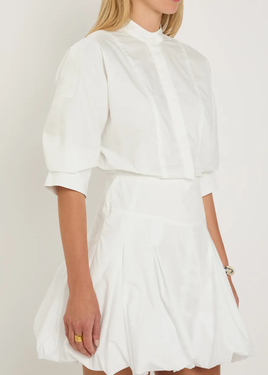 Effie bubble-hem cotton-blend poplin mini shirt dress