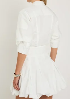 Effie bubble-hem cotton-blend poplin mini shirt dress