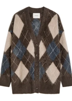 Elaria argyle brushed cashmere cardigan