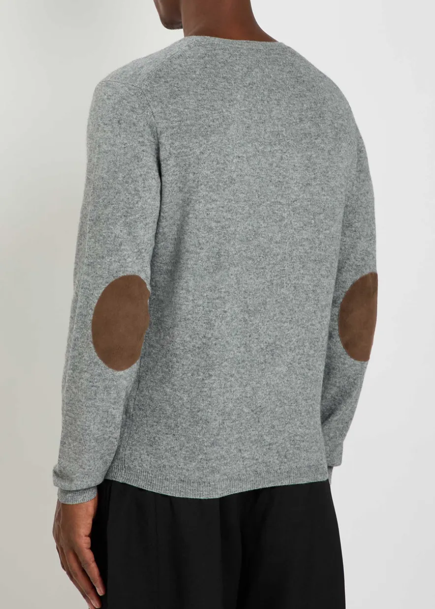 Elbow patch cotton and cashmere-blend jumper