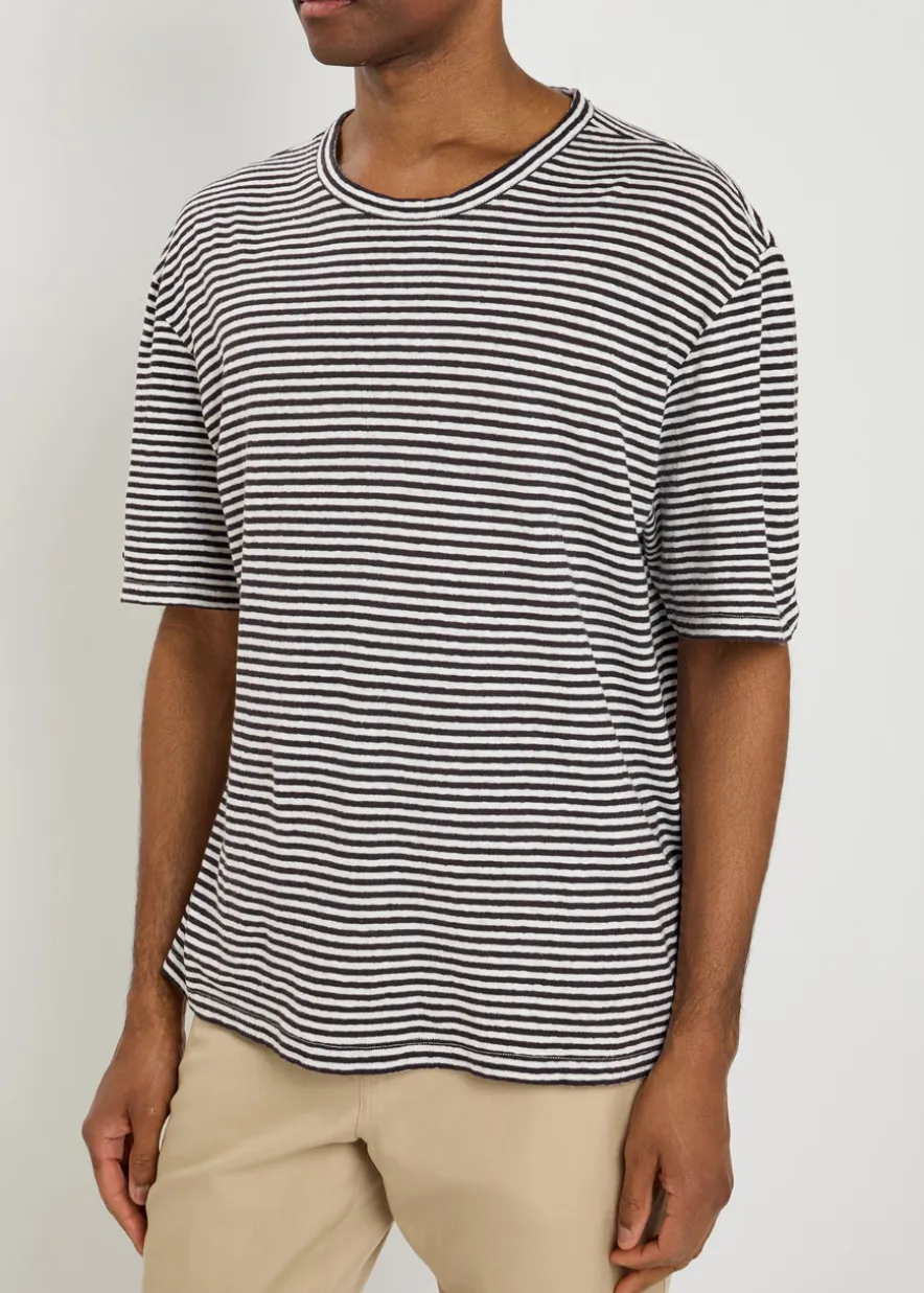 Elden striped cotton and linen-blend T-shirt