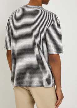 Elden striped cotton and linen-blend T-shirt