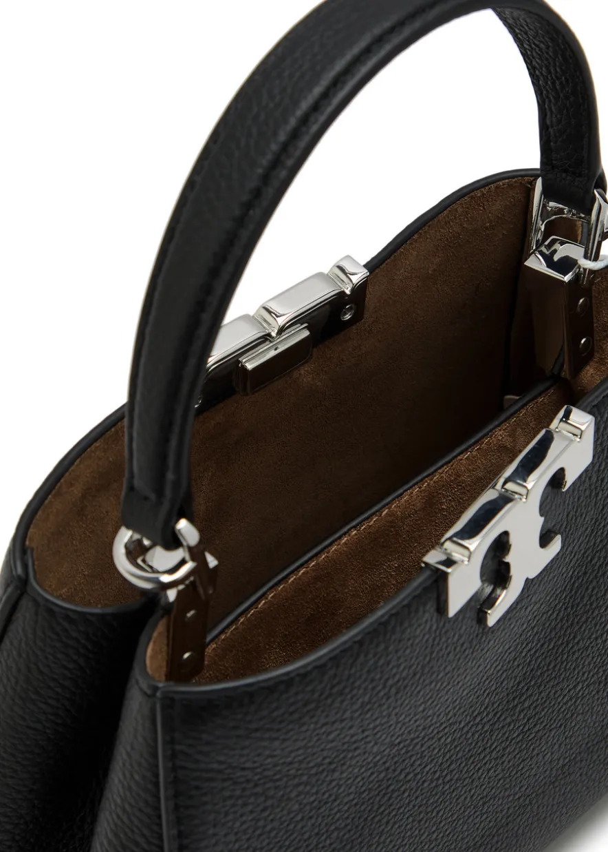 Eleanor mini T-logo grained leather top handle bag